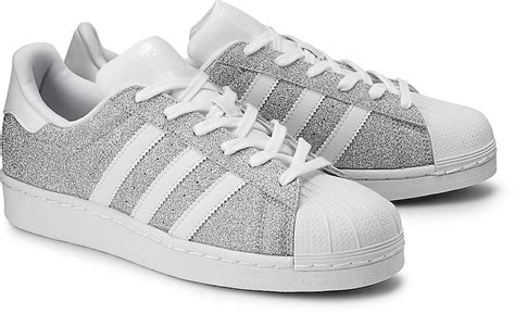 weiße adidas schuhe mit glitzer streifen in silber|adidas superstar glitter shoes.